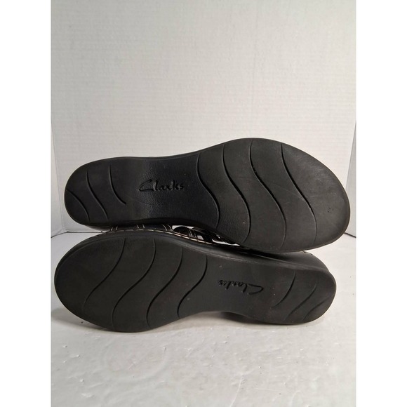 Clarks Collection Womens Black Leather Strappy Comfort Sandals Size 9.5 - Picture 6 of 7